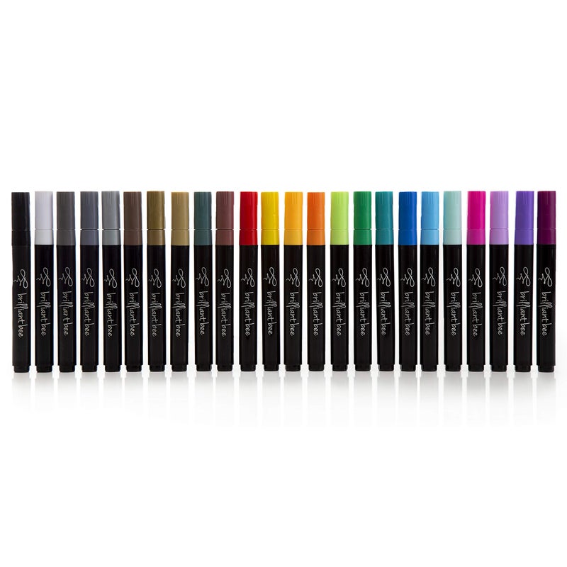Brilliant Bee â€“ Acrylic Paint Pens â€“ Color Markers for Rock, Glass, Ceramic, Wood, Fabric, and Paper â€“ 2mm Fine Felt Brush Tip, Water-Based, Permanent Color â€“ 24 Pack - Image 2